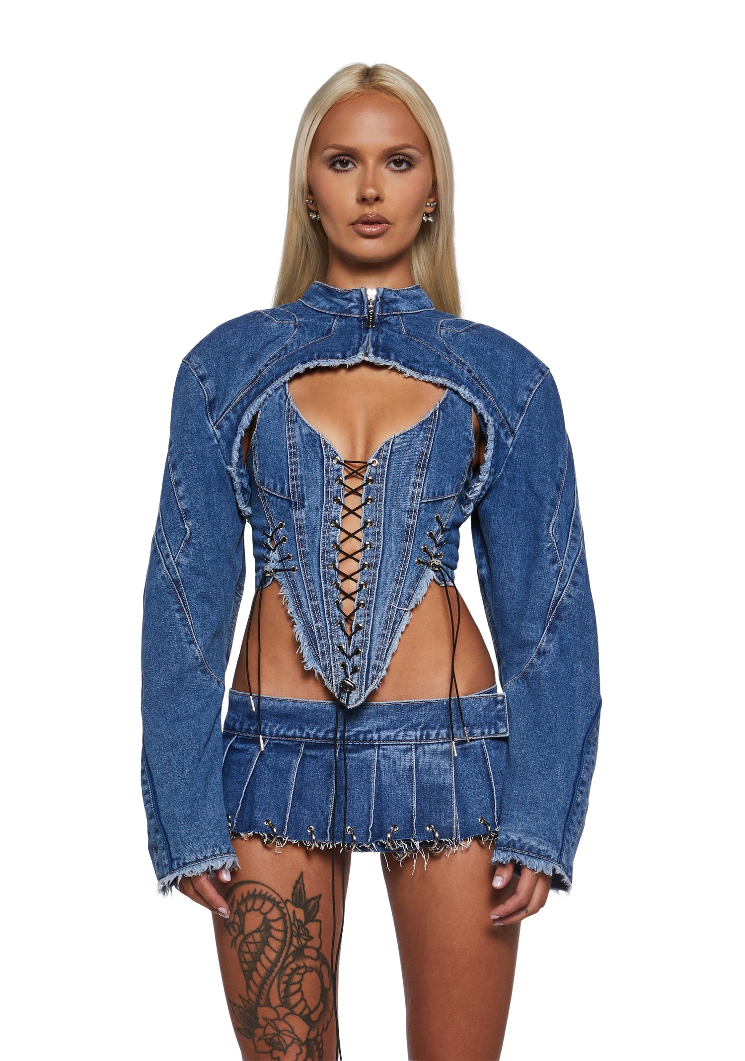 XTC Denim Choker Jacket - Blue