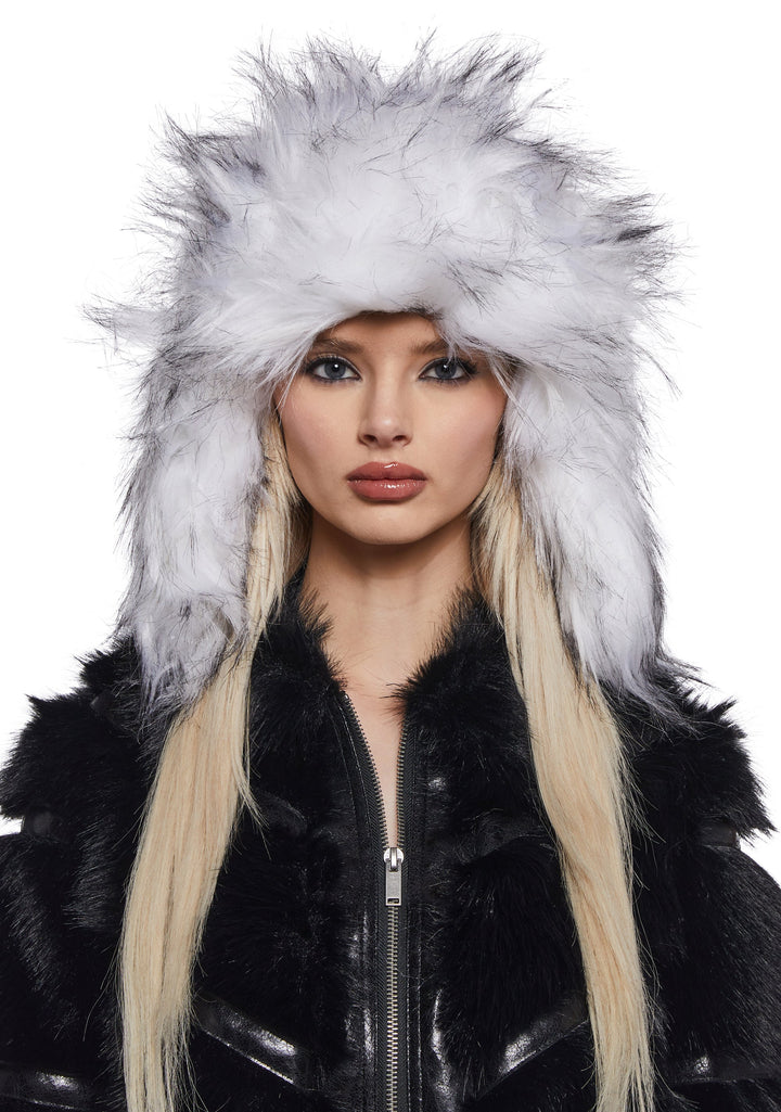 Aura Faux Fur Trapper Hat - White