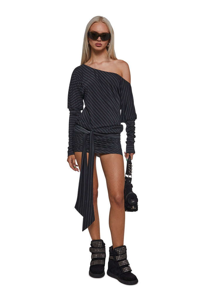 Flirt Hard Off The Shoulder Mini Dress