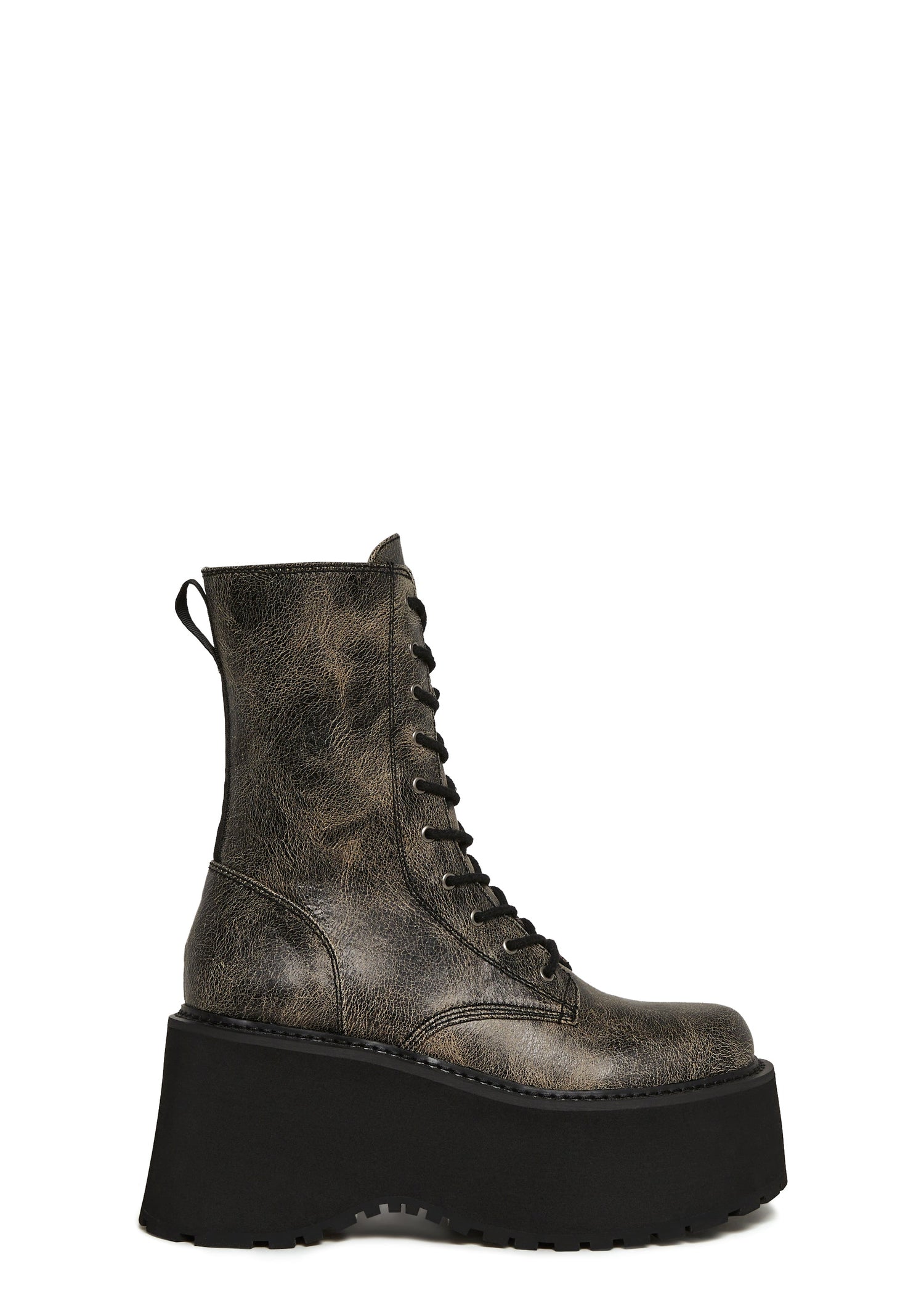 Grunge At Heart Combat Boots - Crackle