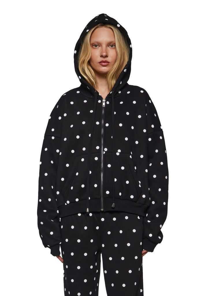 Polka Dot Oversize Zip Sweatshirt
