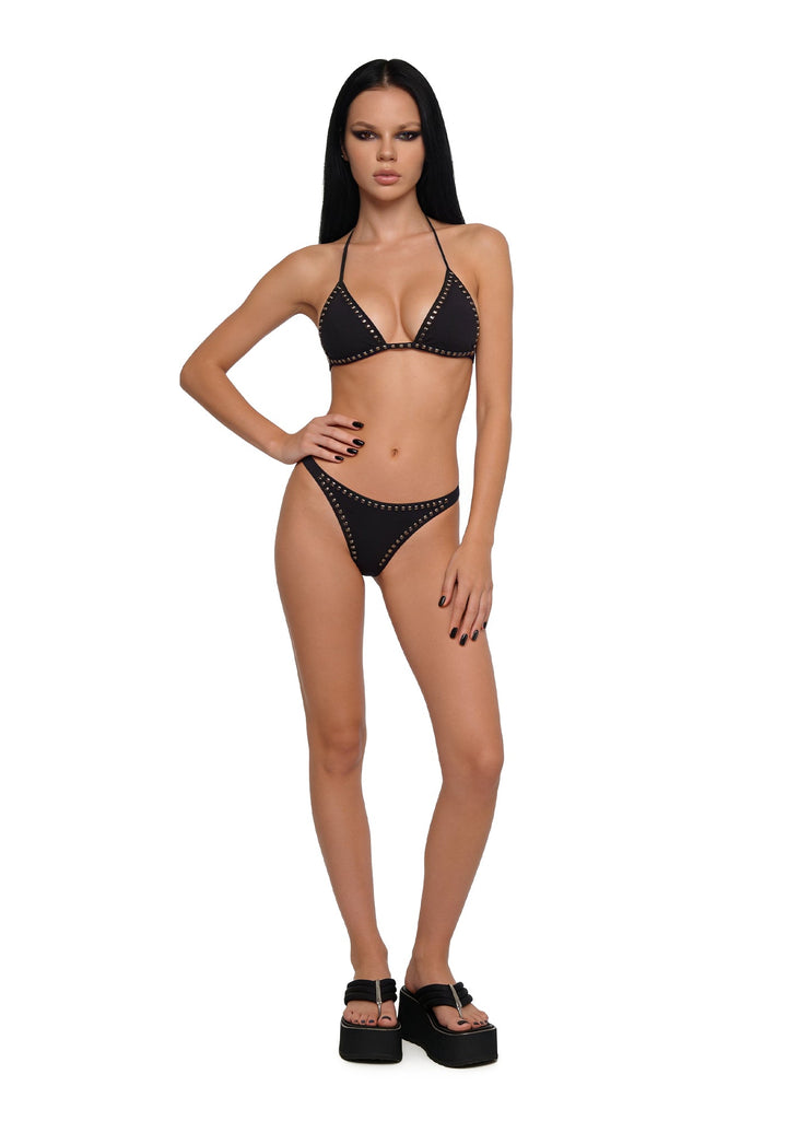 Ashlee Studded Bikini Set - Black