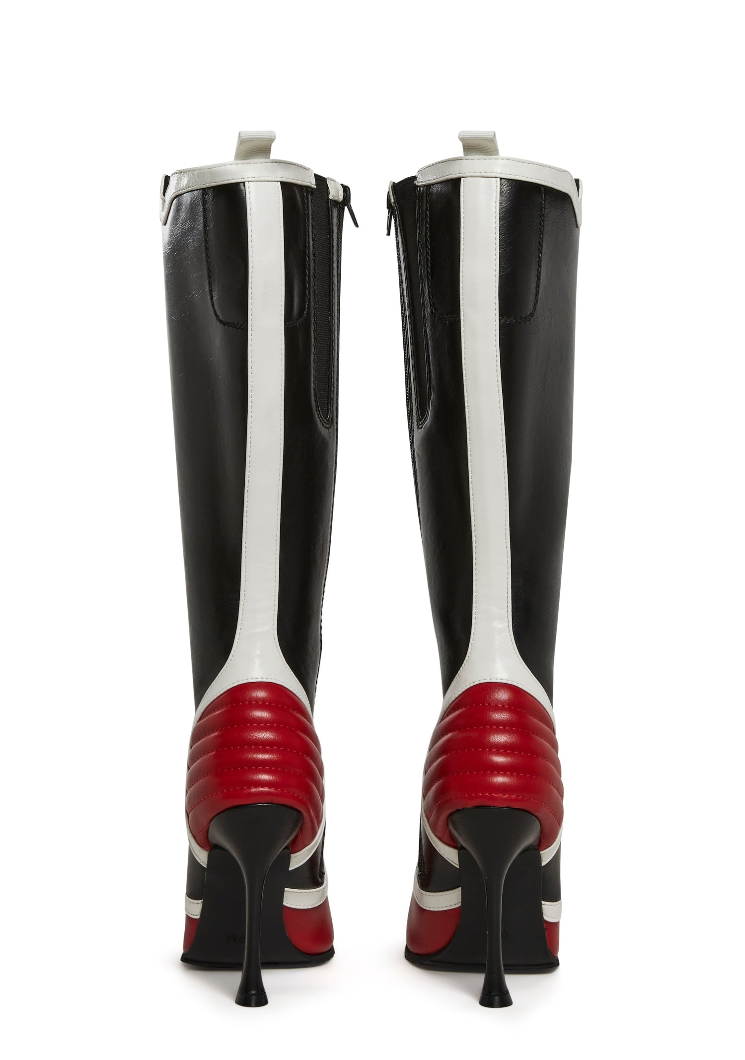 Motorcrossed Knee High Boots - Red