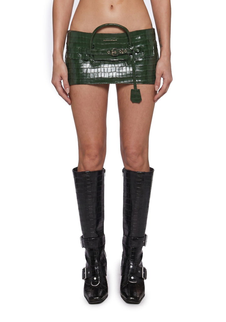 Heiress Handbag Mini Skirt - Green Croc