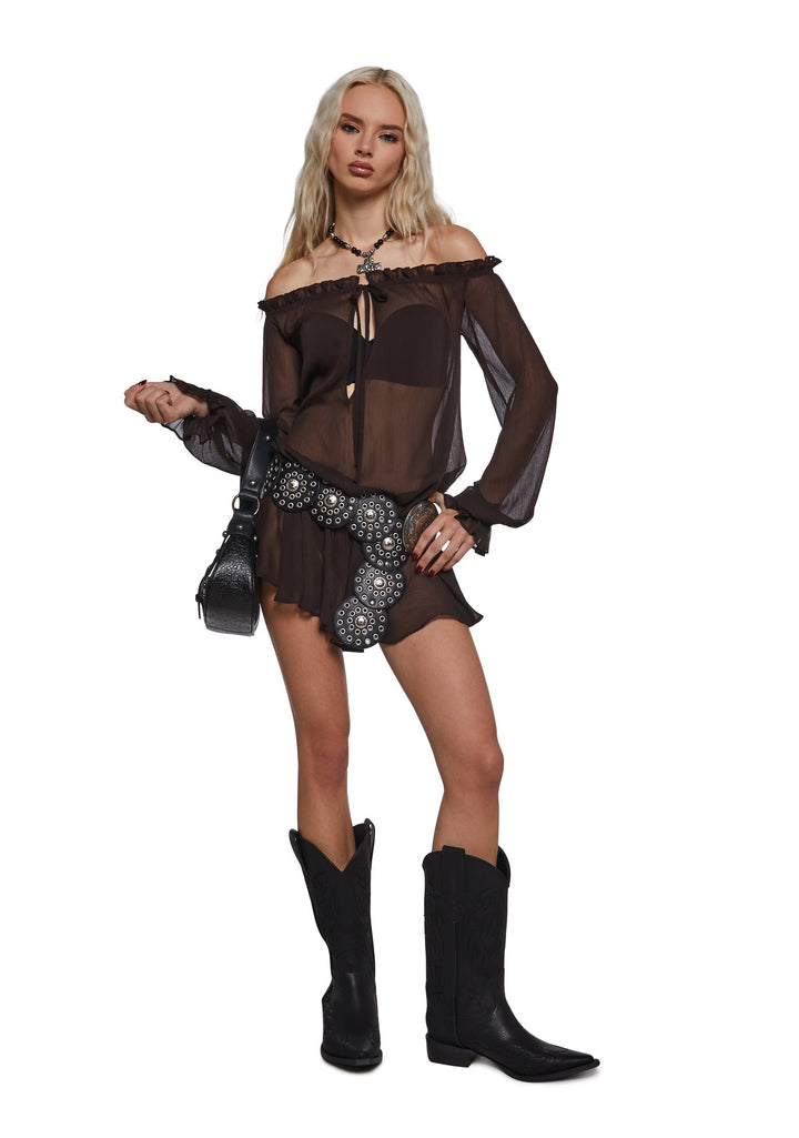 Billowing Winds Boho Dress - Brown