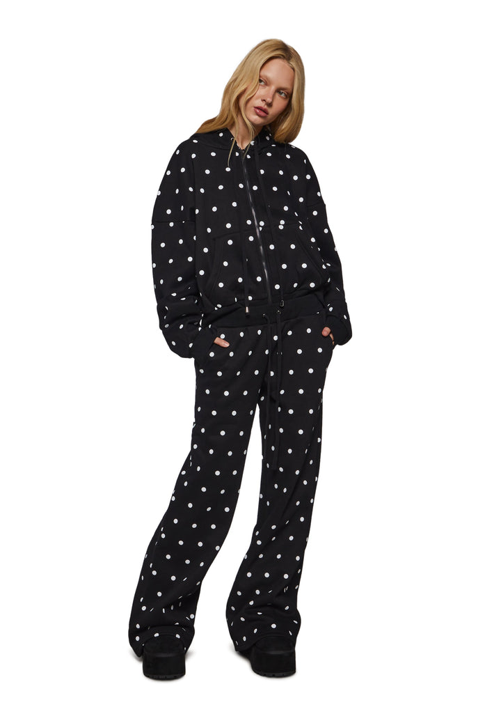 Polka Dot Oversize Zip Sweatshirt