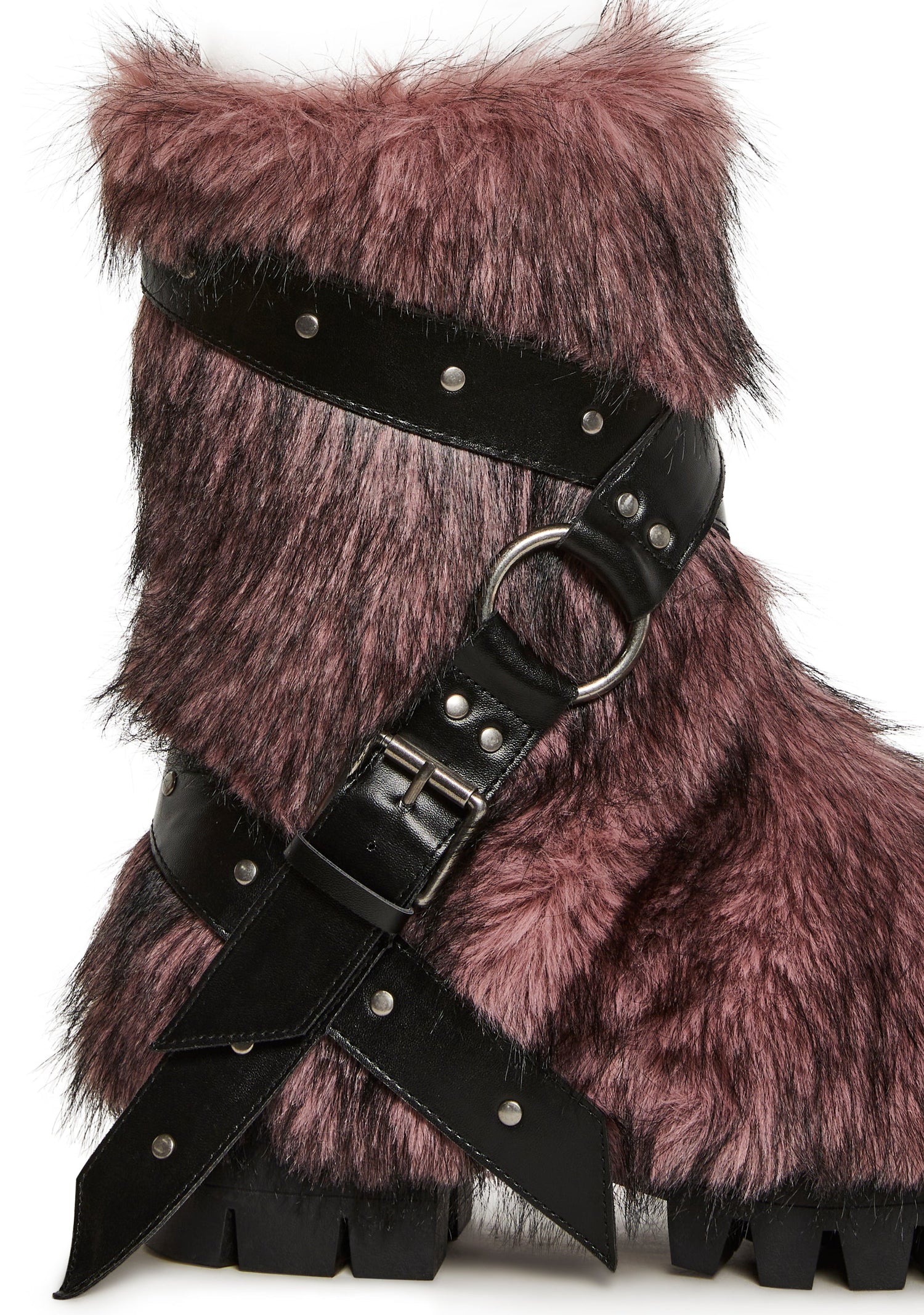Low Wild Instincts Faux Fur Combat Boots - Pink