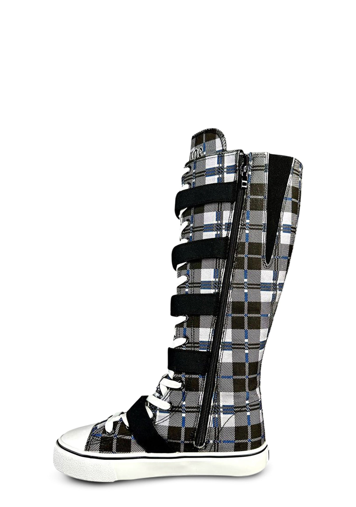 Rawr XD Plaid Knee High Sneakers - Black