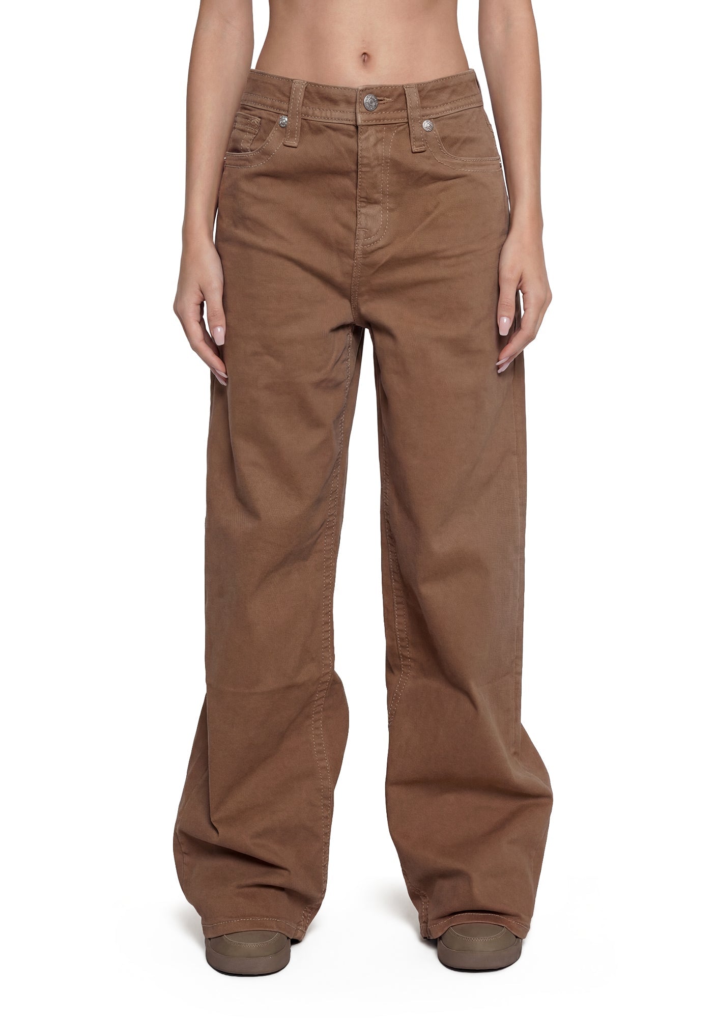 Johanne Low Rise Baggy Jeans - Khaki