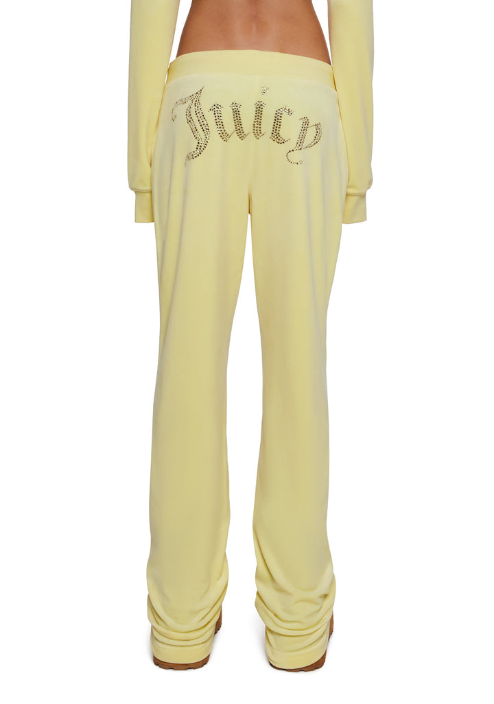 OG Big Bling Velour Track Pants - Yellow