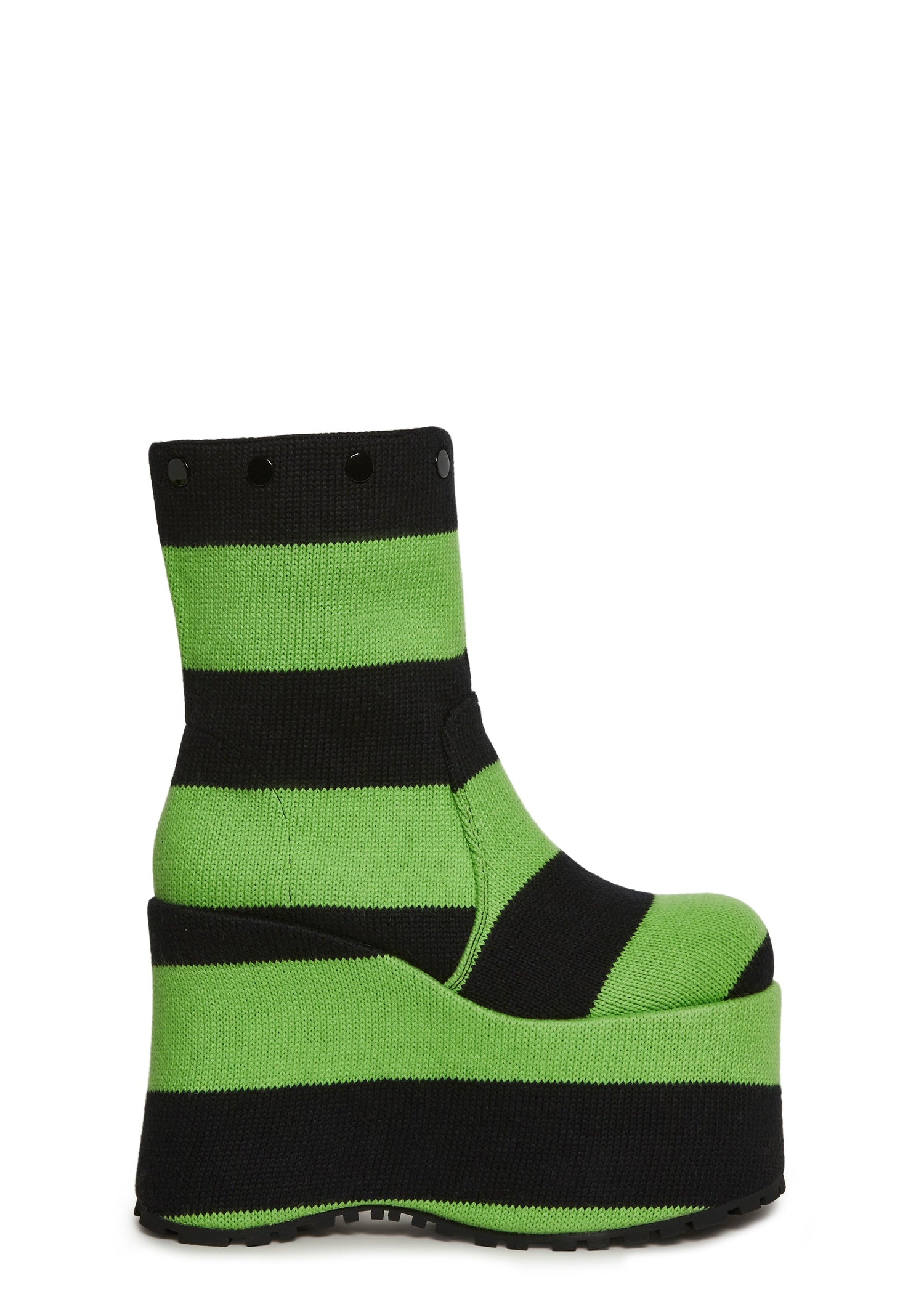 Snuggle Stripes Platform Boots - Black/Green