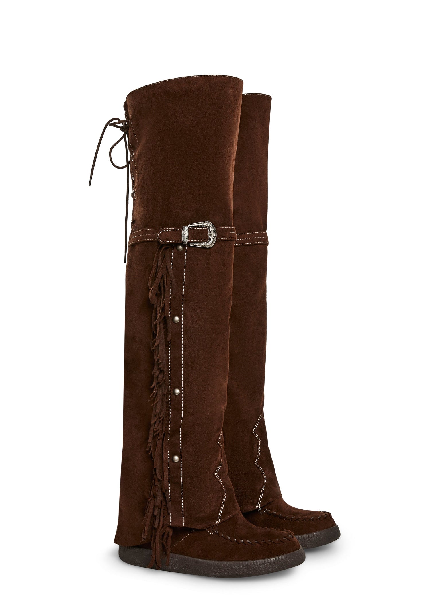 Fringe Thigh High Wedge Boot