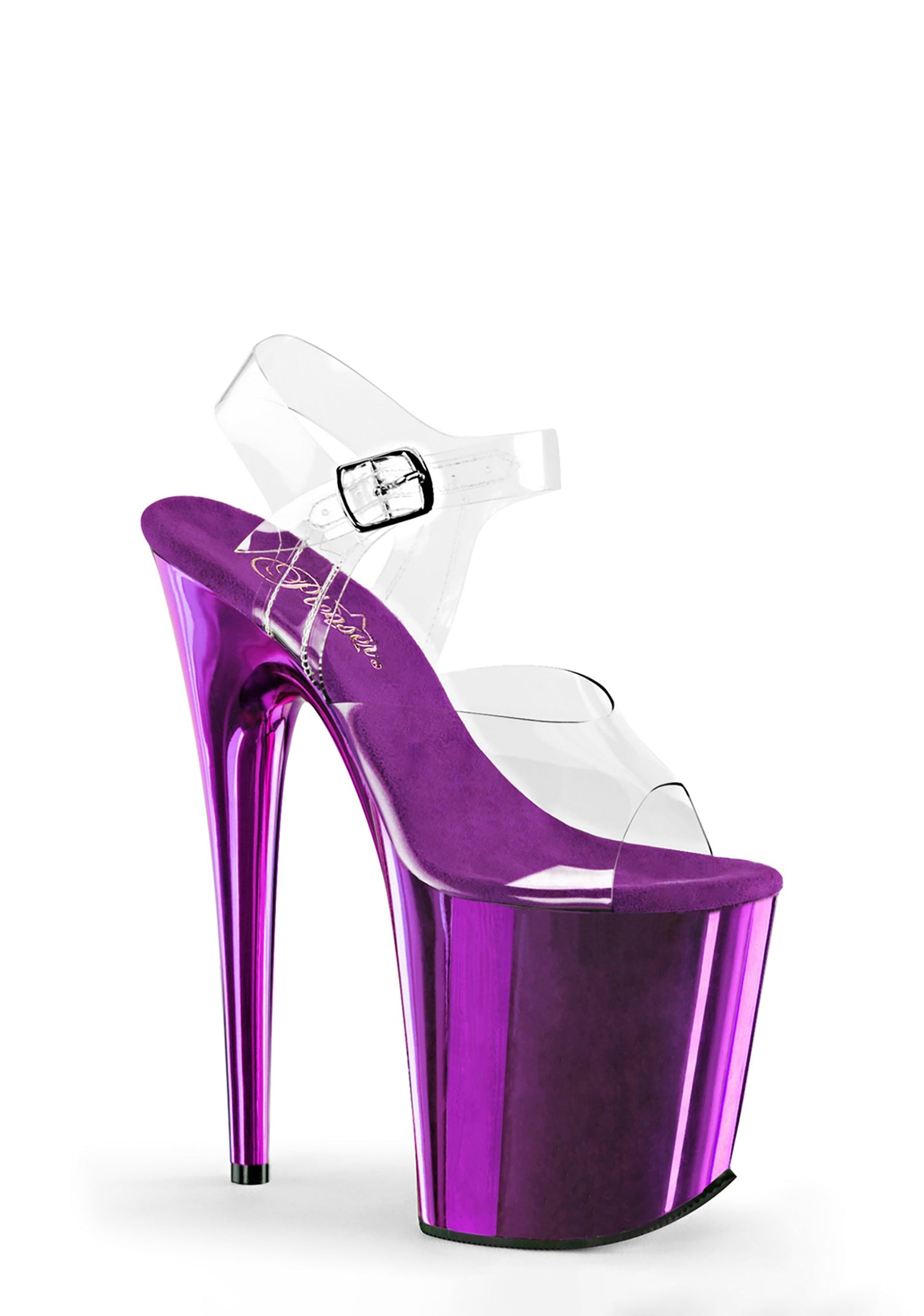 Flamingo-808 Platform Ankle Strap Sandals-Purple Chrome