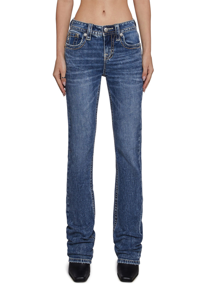 34" Mid Rise Denim Jeans