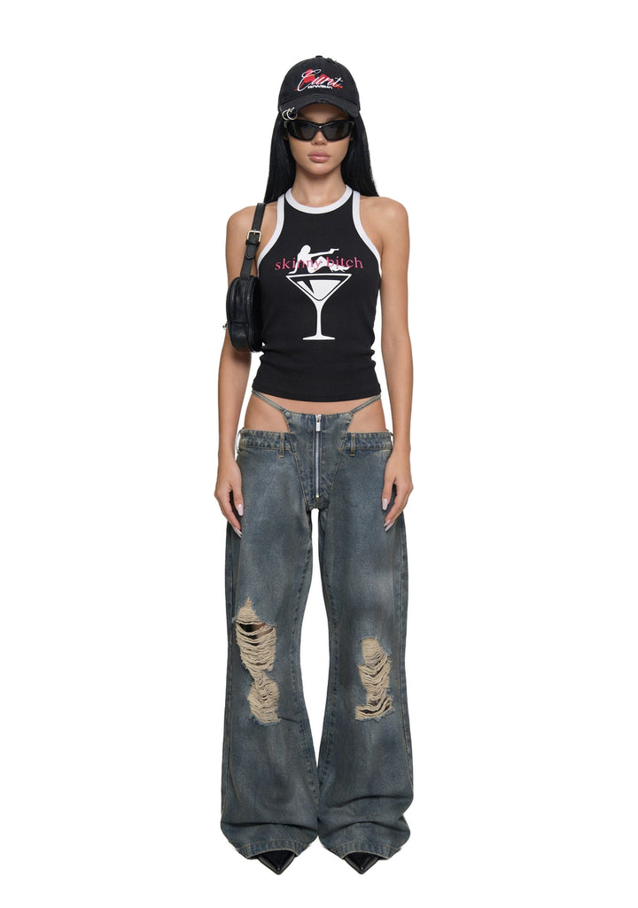 Denim Thong Pants - Blue Smoke