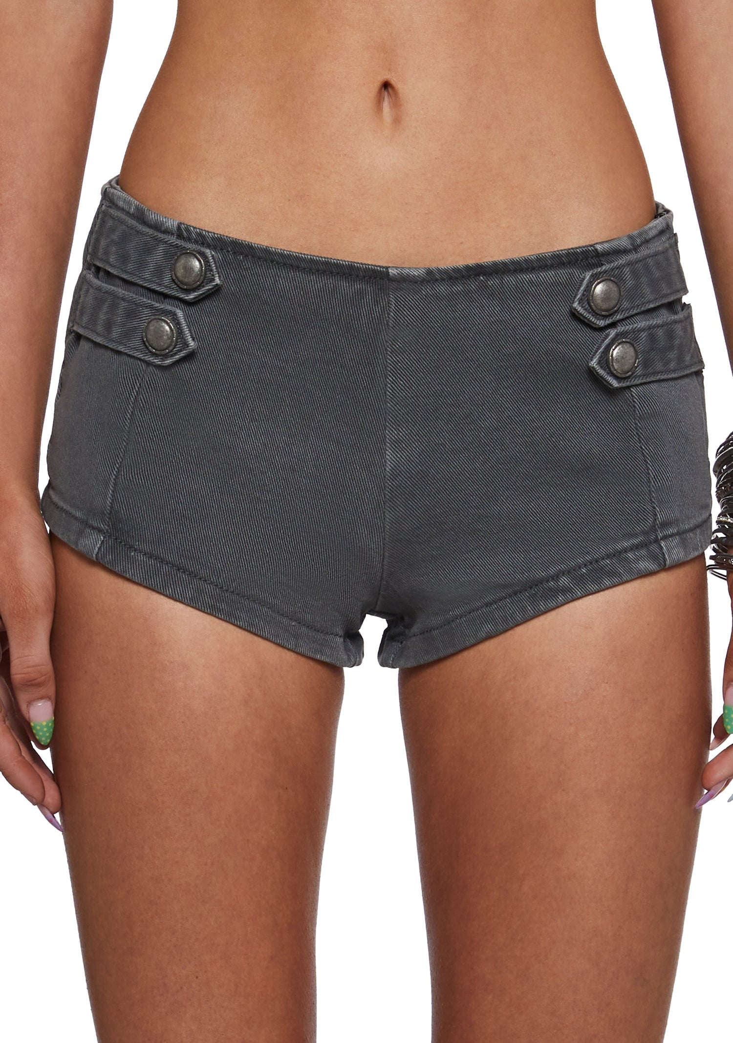Military Parade Micro Shorts - Grey