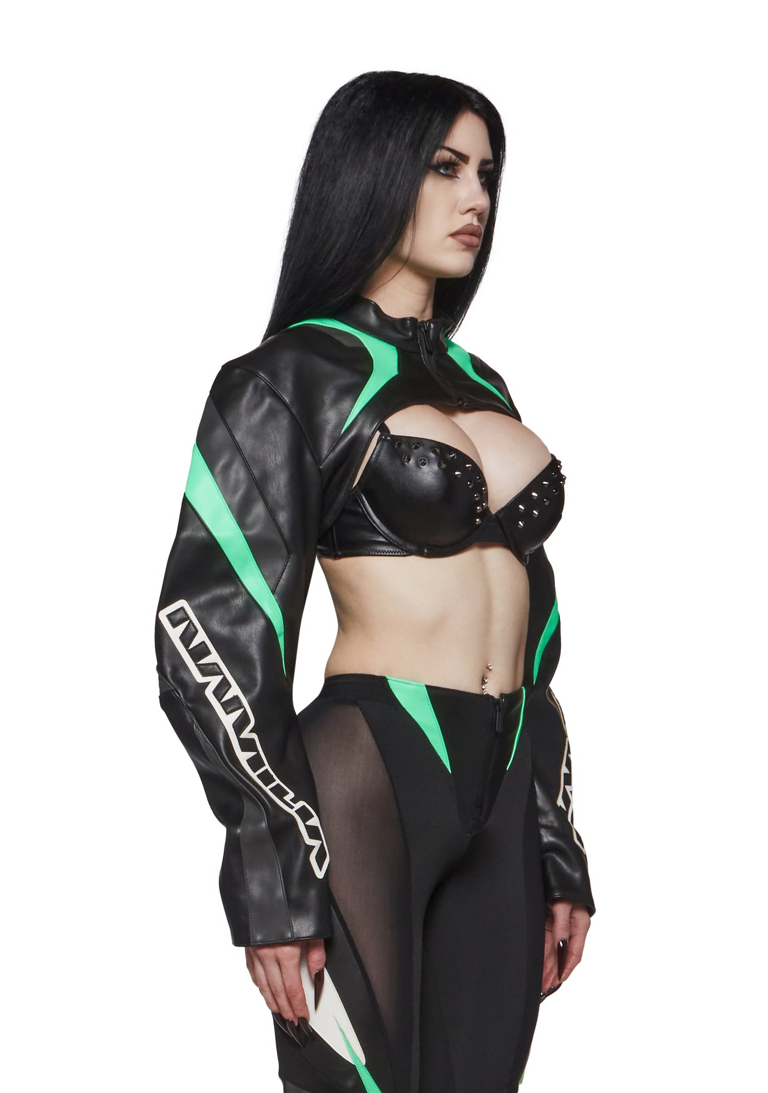 XTC Leather Choker Jacket - Green