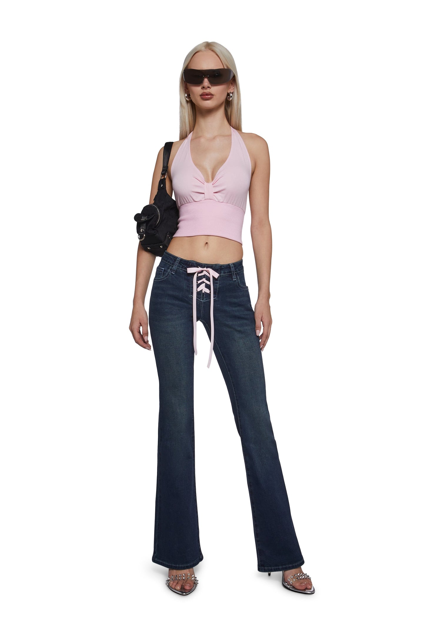 Talia Low Rise Jeans - Lace Up