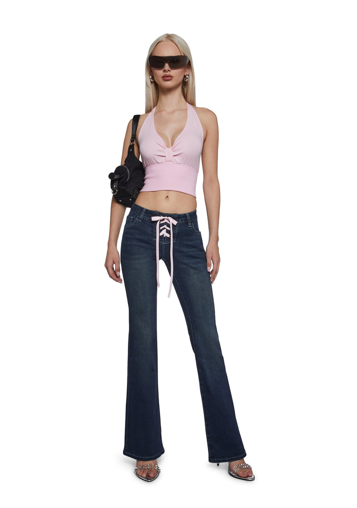 Talia Low Rise Jeans - Lace Up