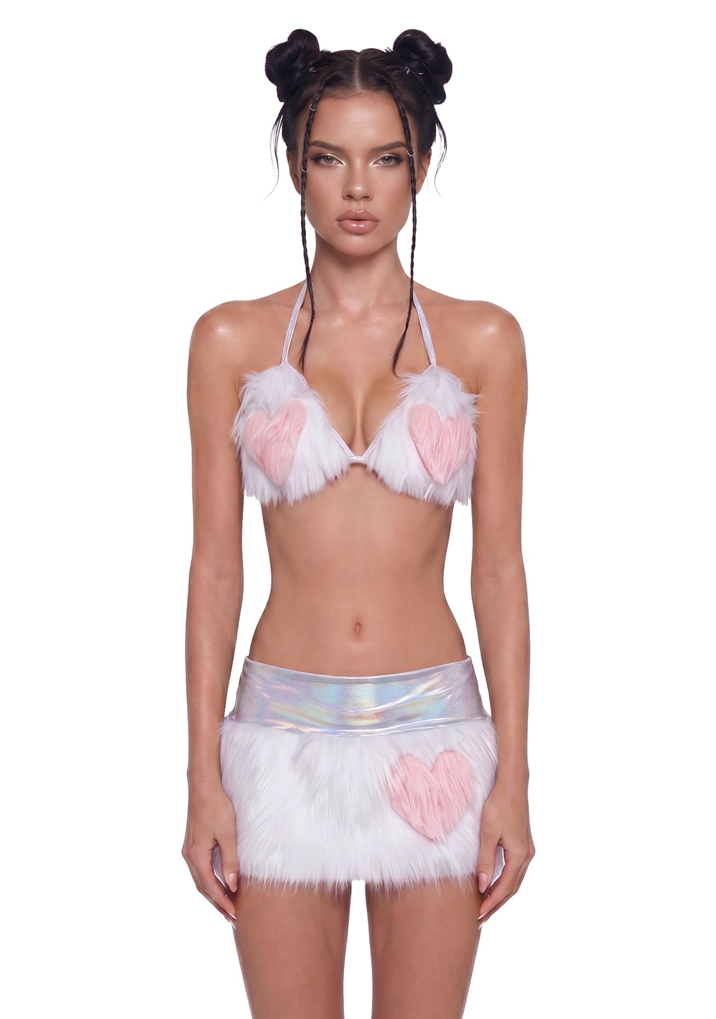 Your Favorite Faux Fur Skirt Set - White