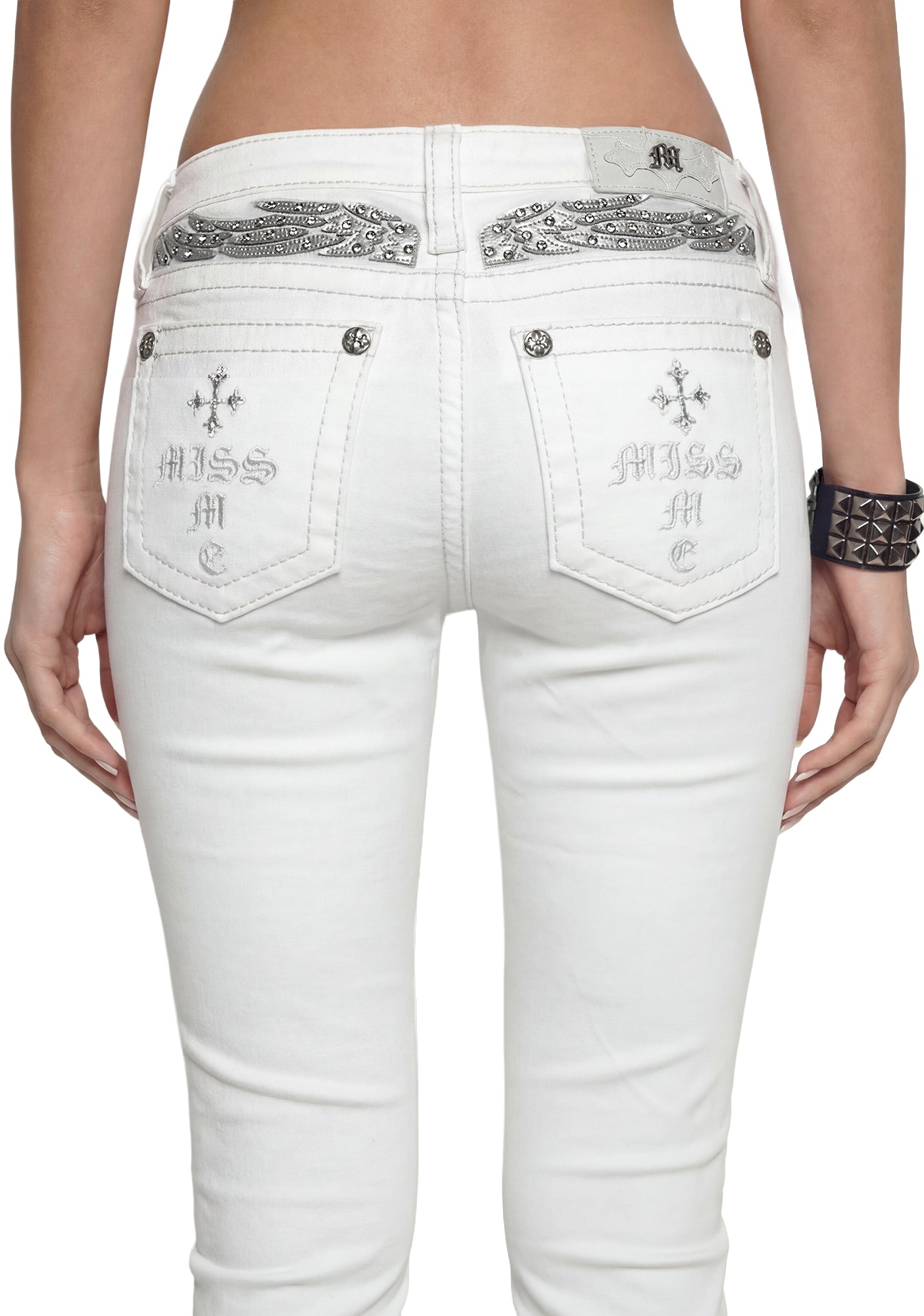 Gabbriette Low Rise Bootcut Jeans - White