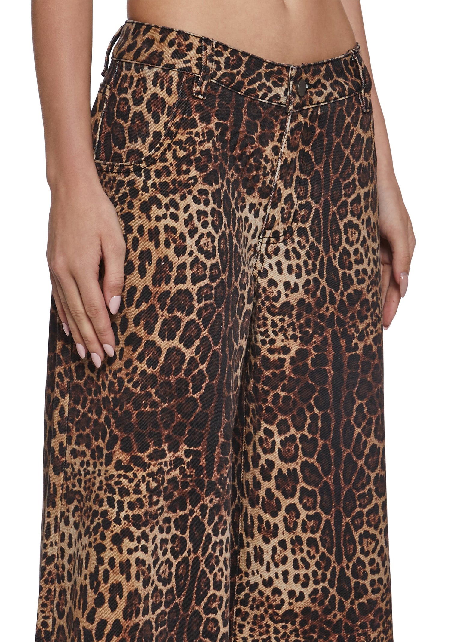 Sinful Attitude Wide Leg Jeans - Leopard