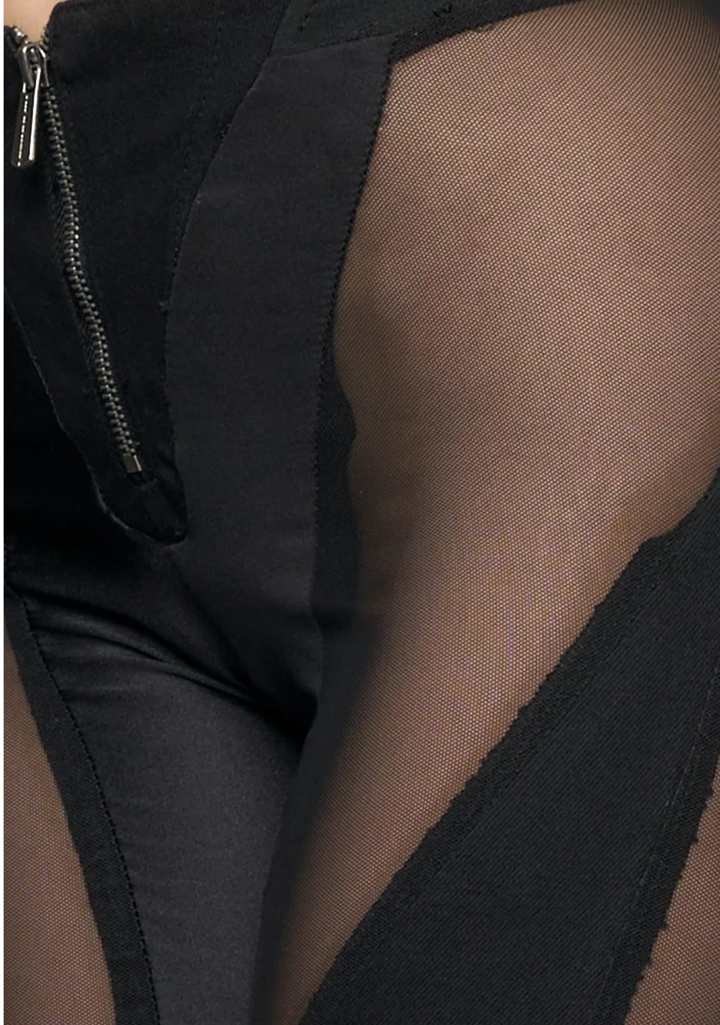 Moto Denim Mesh Pants - Black