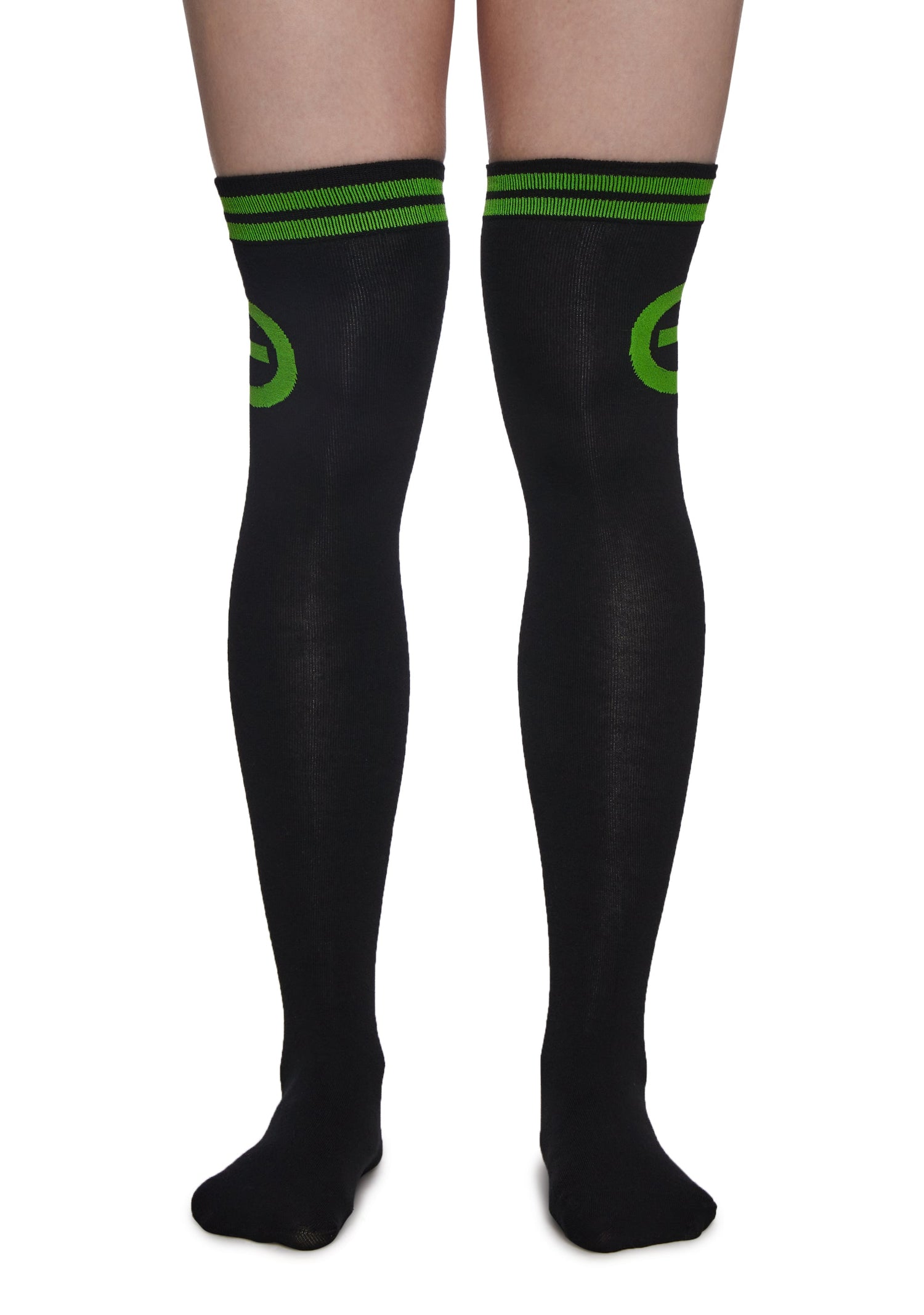 Creepy Green Light Thigh High Socks