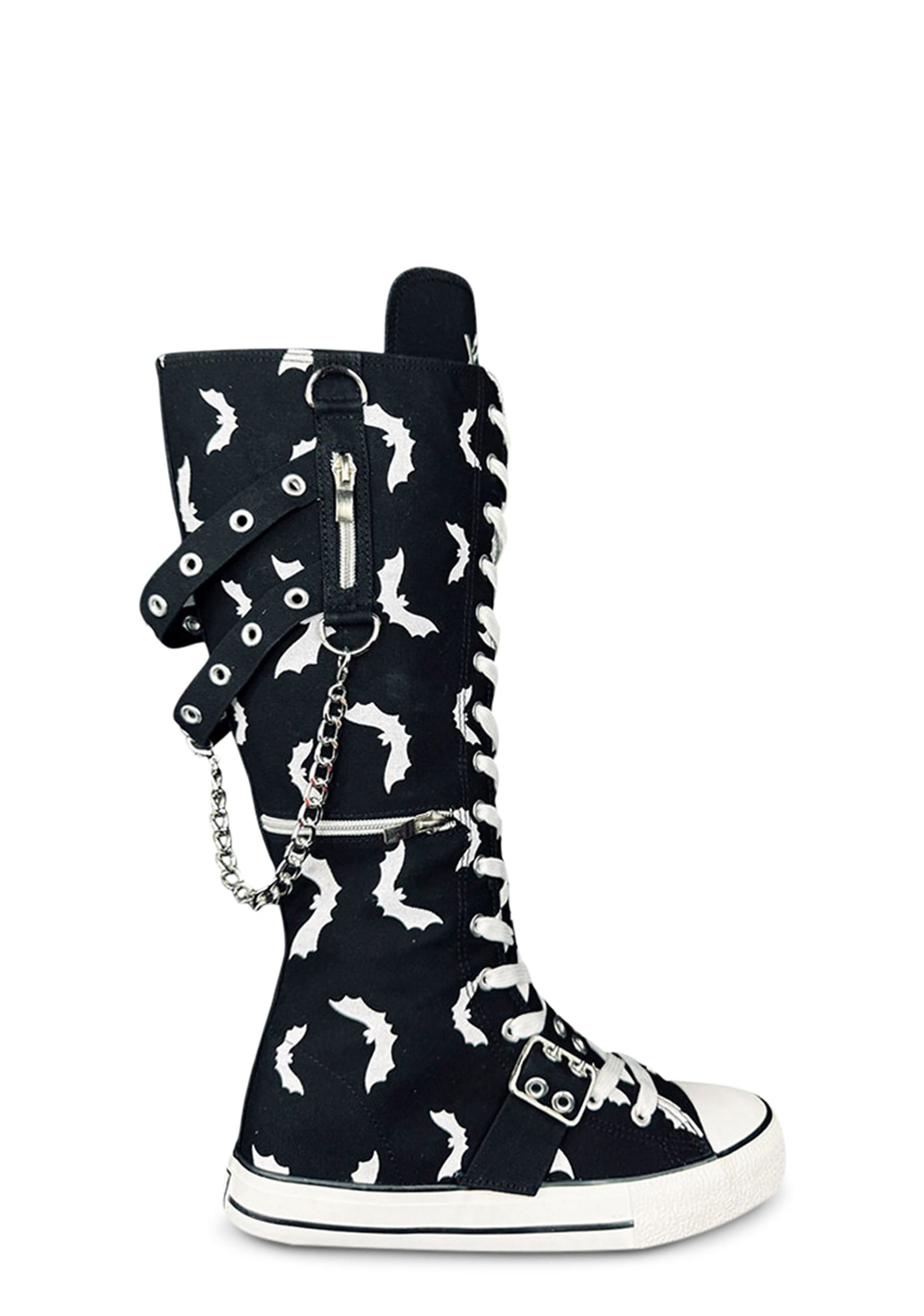 Rawr XD Bats Knee High Sneakers - Black/White