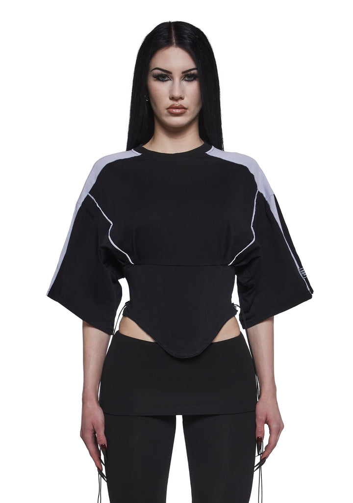 Team Player Corset T-Shirt - Black Washed