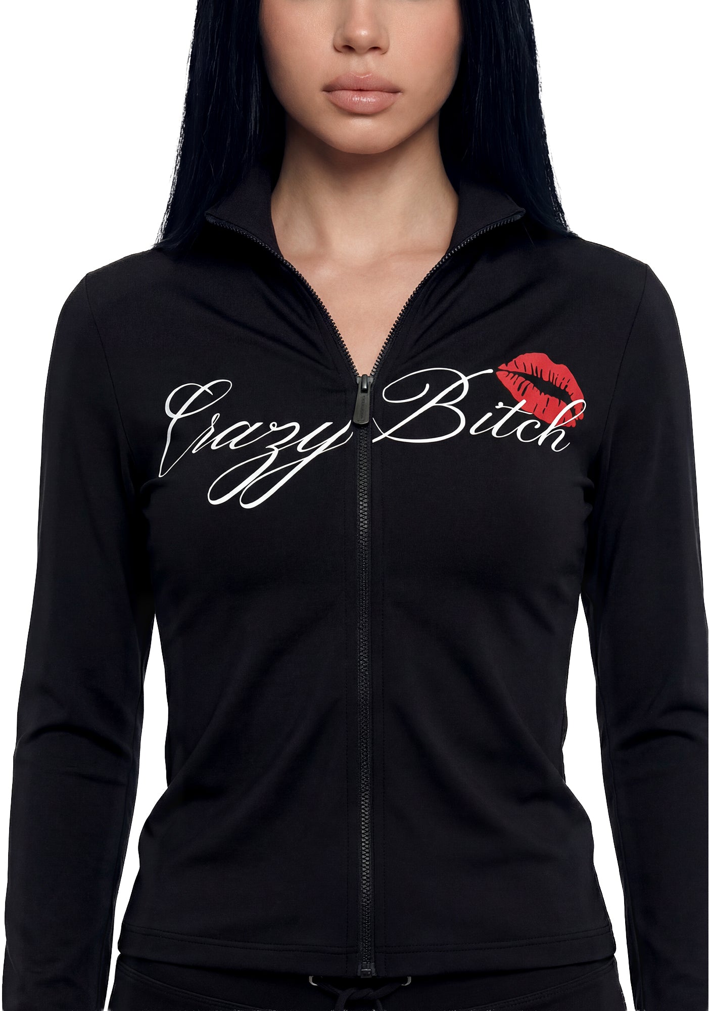 Let's Go Crazy Zip Up Jacket - Black