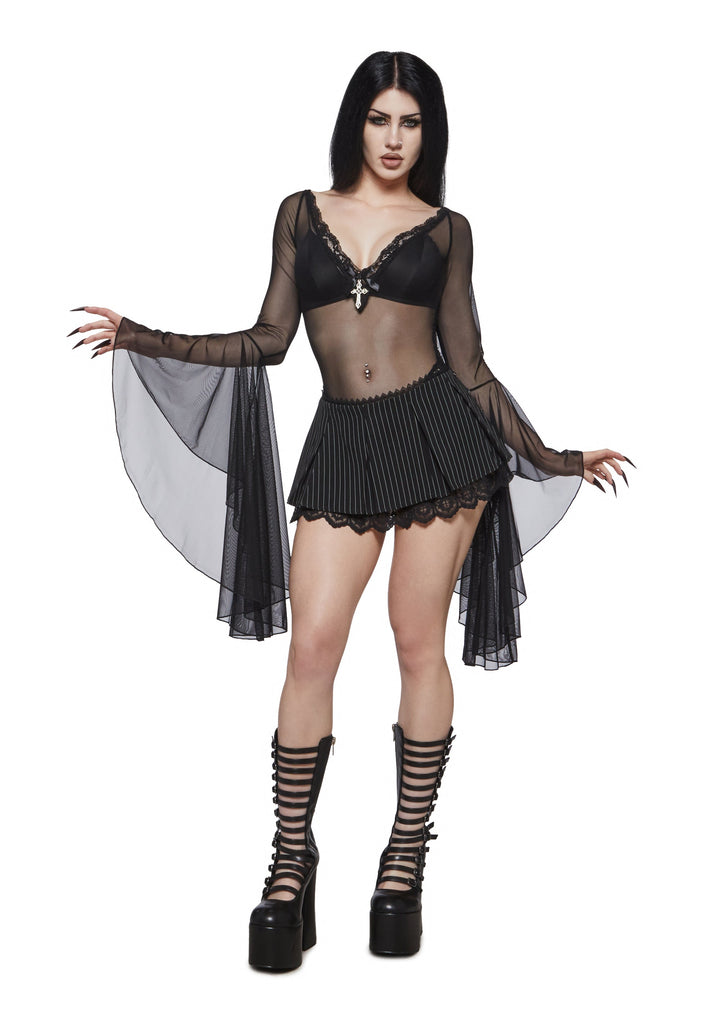 Rochelle Mesh Bell Sleeve Bodysuit