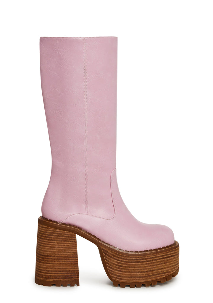 Vintage Soul Knee High Boots - Pink