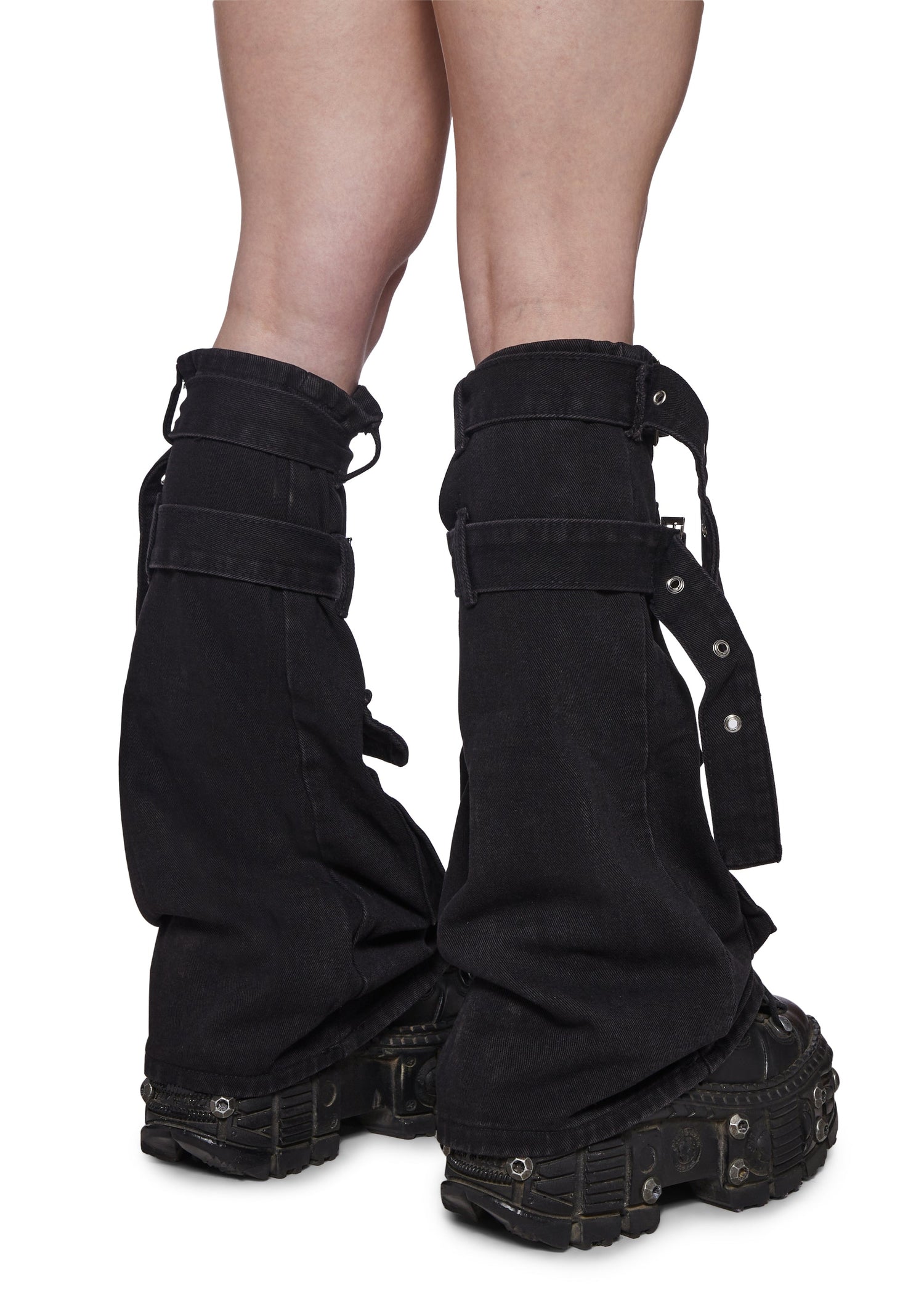 Buckle Legwarmers with Pockets - Black