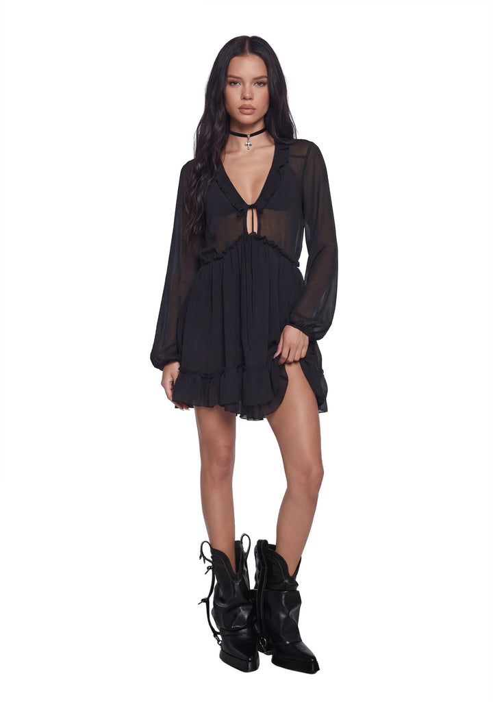 Sunset Chaser Babydoll Dress - Black