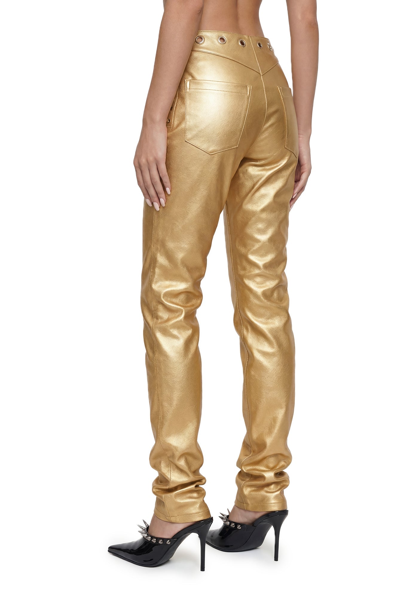 Lasercut Low Waist Pant - Gold