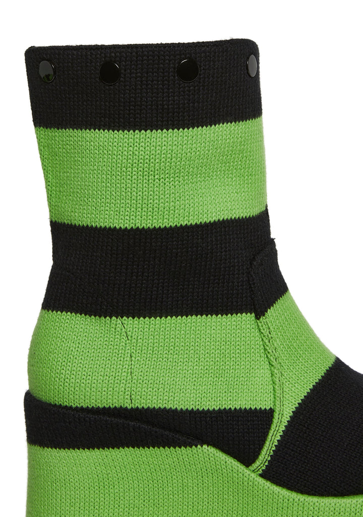 Snuggle Stripes Platform Boots - Black/Green