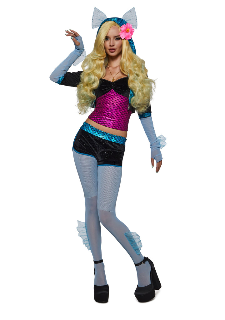 Blue Lagoon High School Doll Costume and Wig Set
