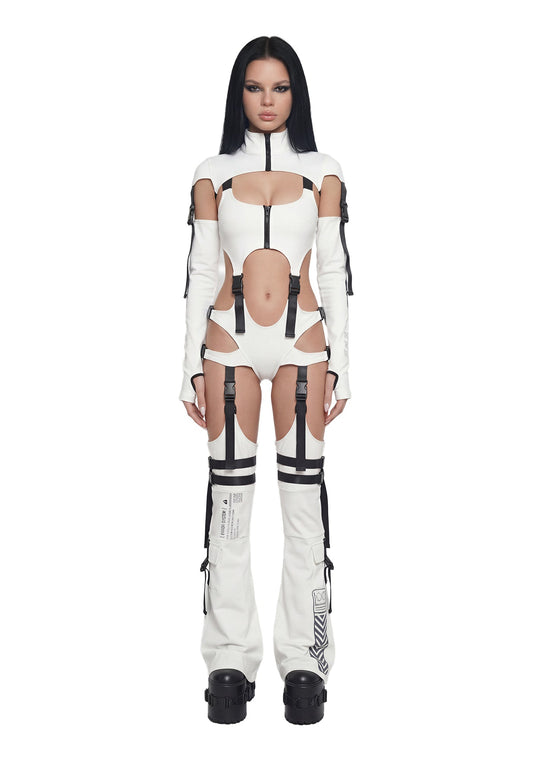 Digital Lands Bodysuit And Leg Warmers Set - White