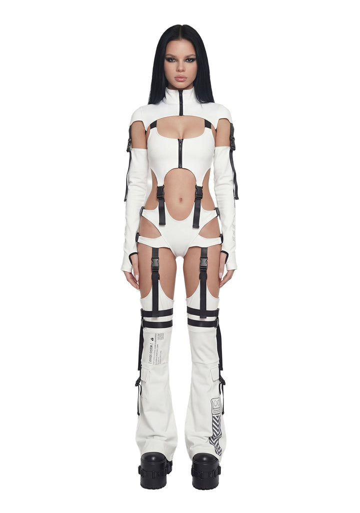 Digital Lands Bodysuit And Leg Warmers Set - White