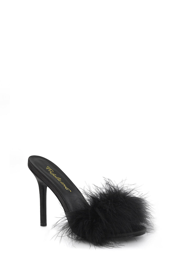 Classique 01 Fur Slipper Heels - Black