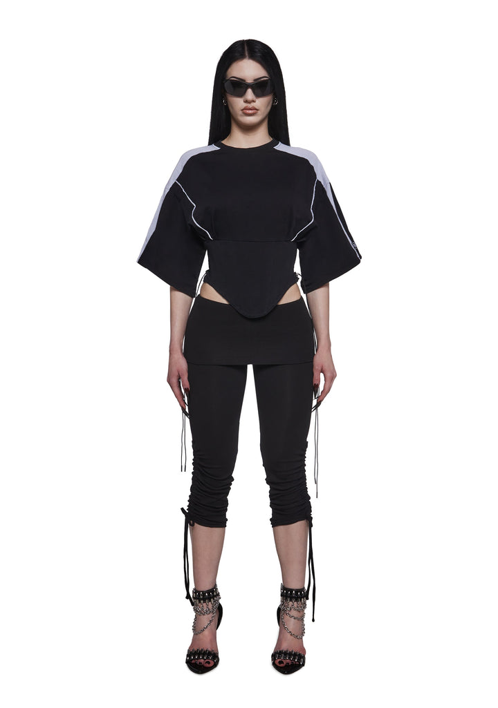 Team Player Corset T-Shirt - Black Washed