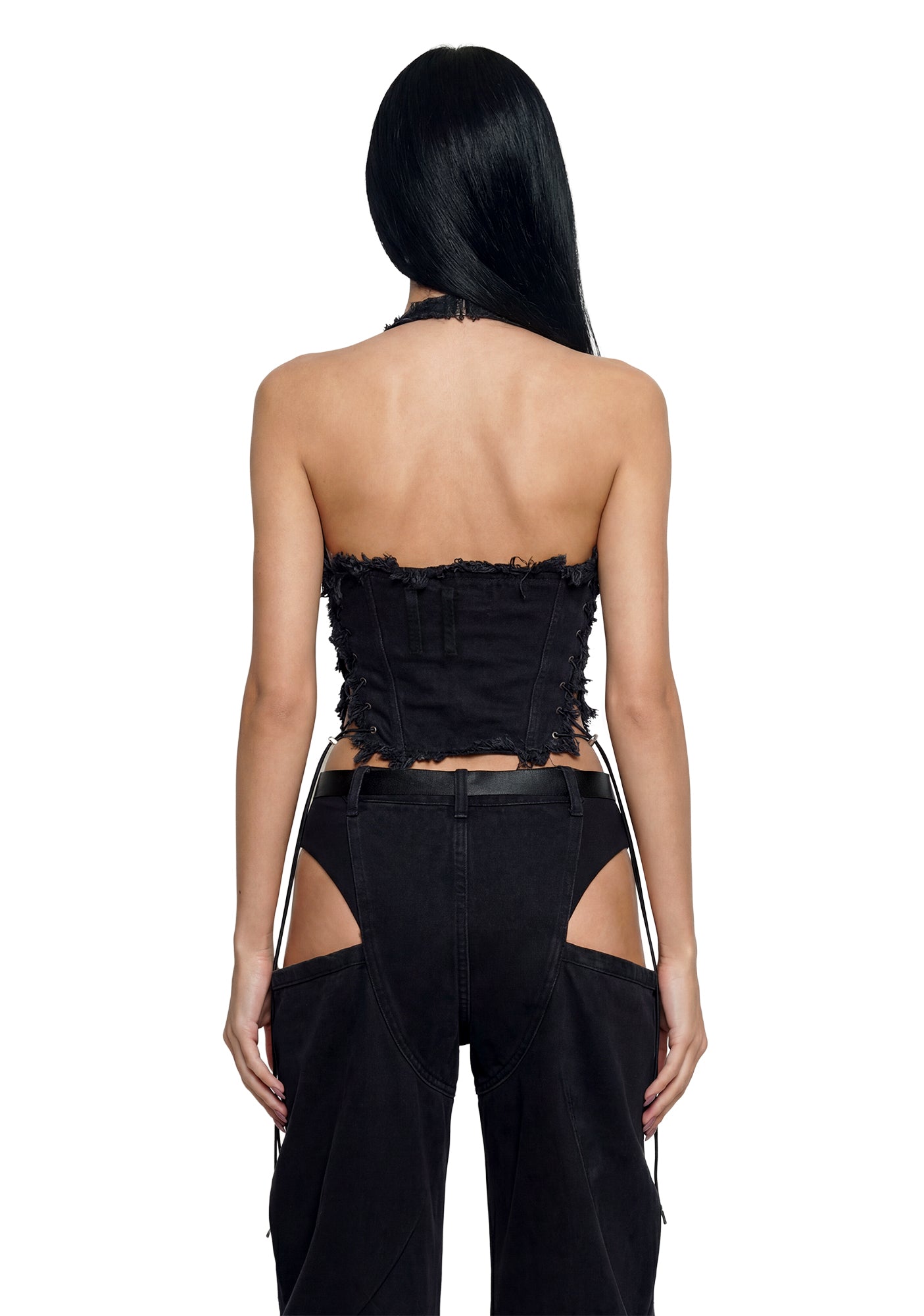 Denim Cone Corset - Black