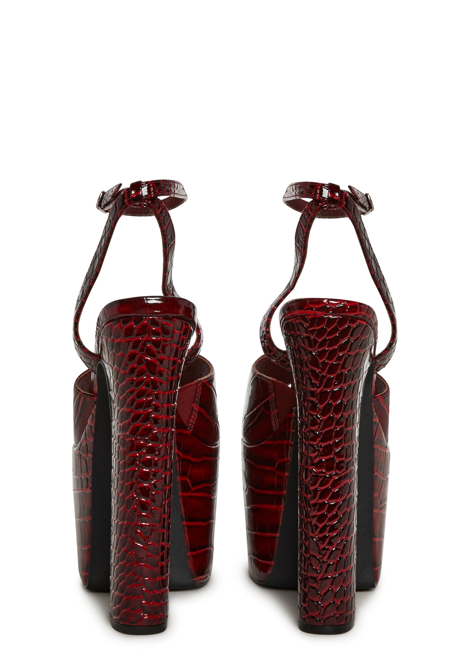 Devour Croc Platform Heels - Red