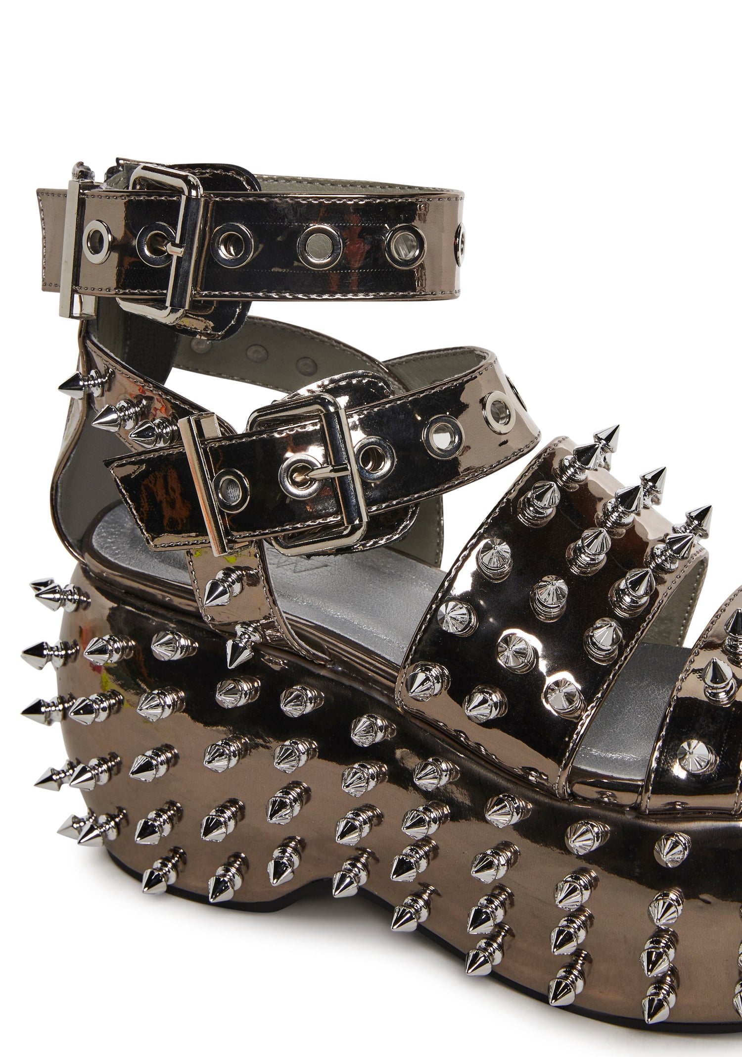 Everything Spiked and Chrome Platform Sandal