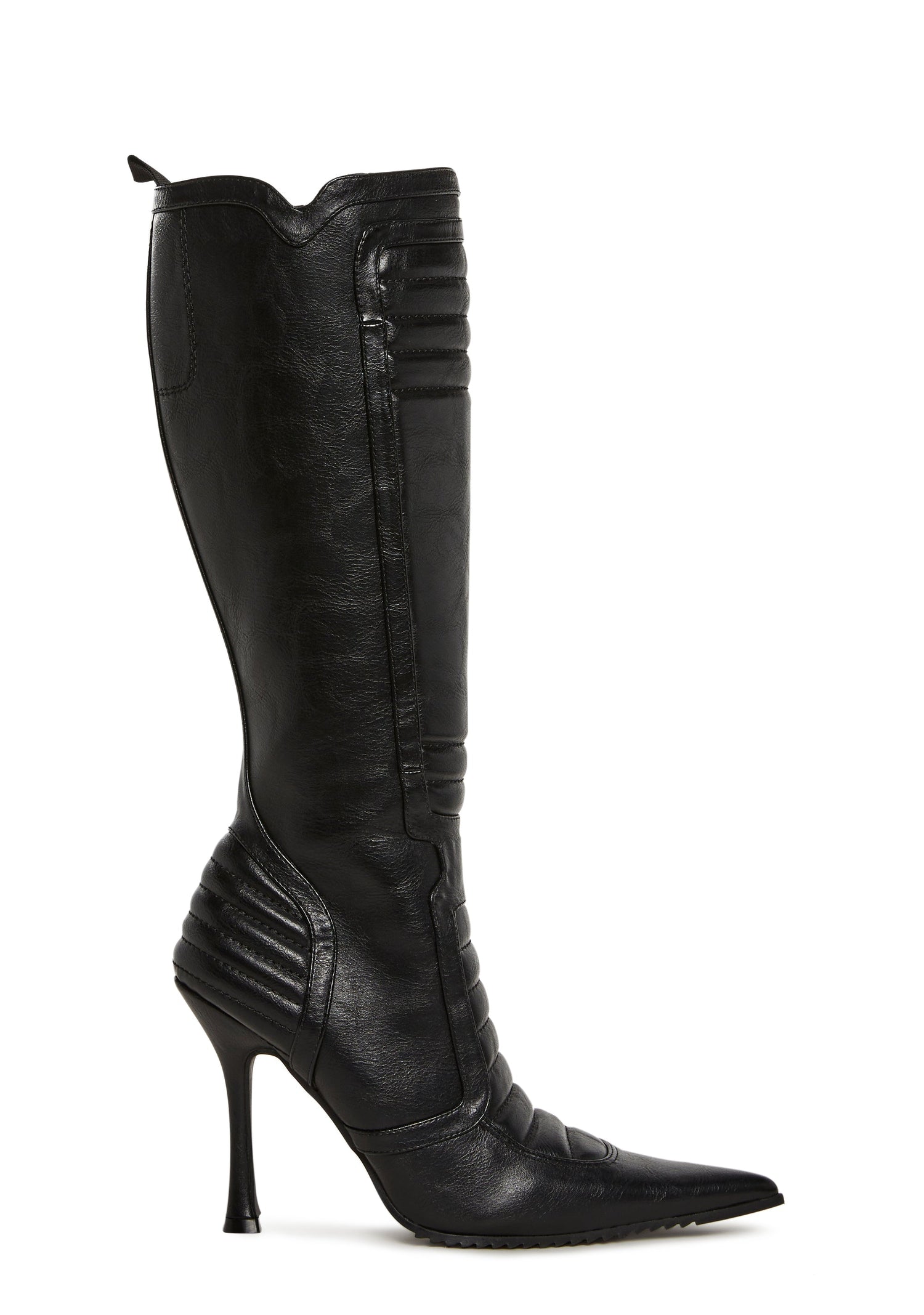 Motorcrossed Knee High Boots - Black