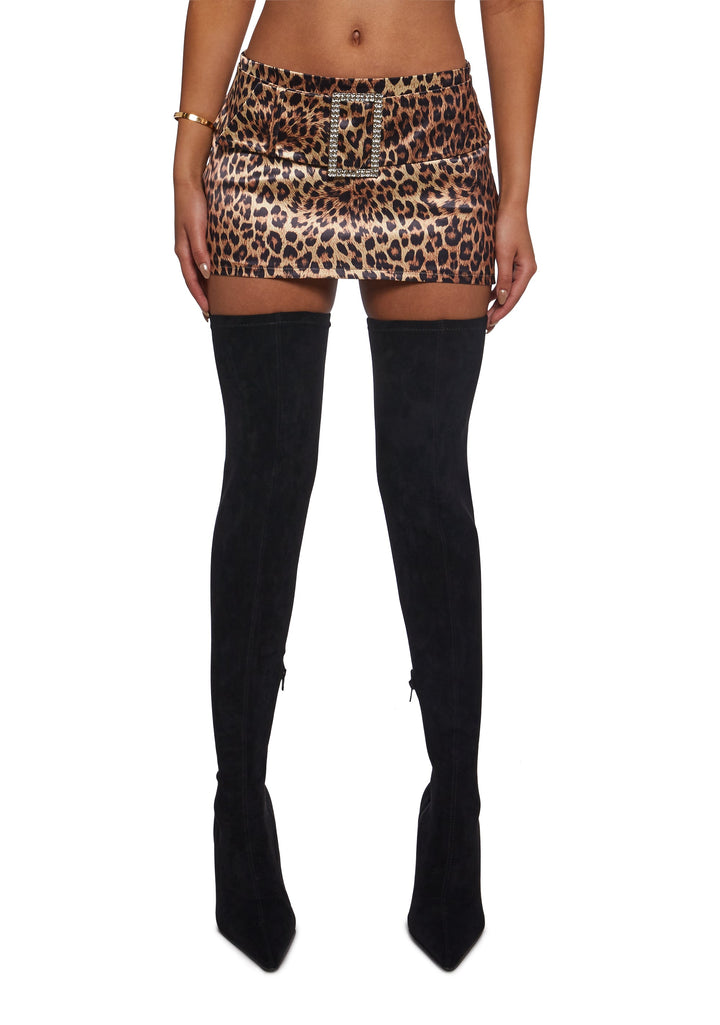 Secret Sigh Leopard Satin Skirt