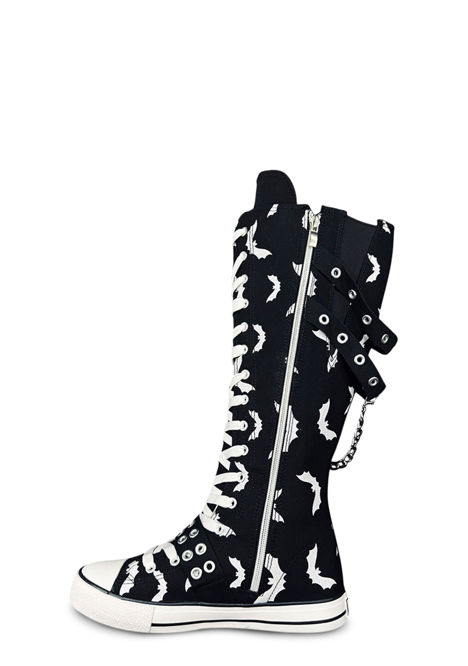 Rawr XD Bats Knee High Sneakers - Black/White