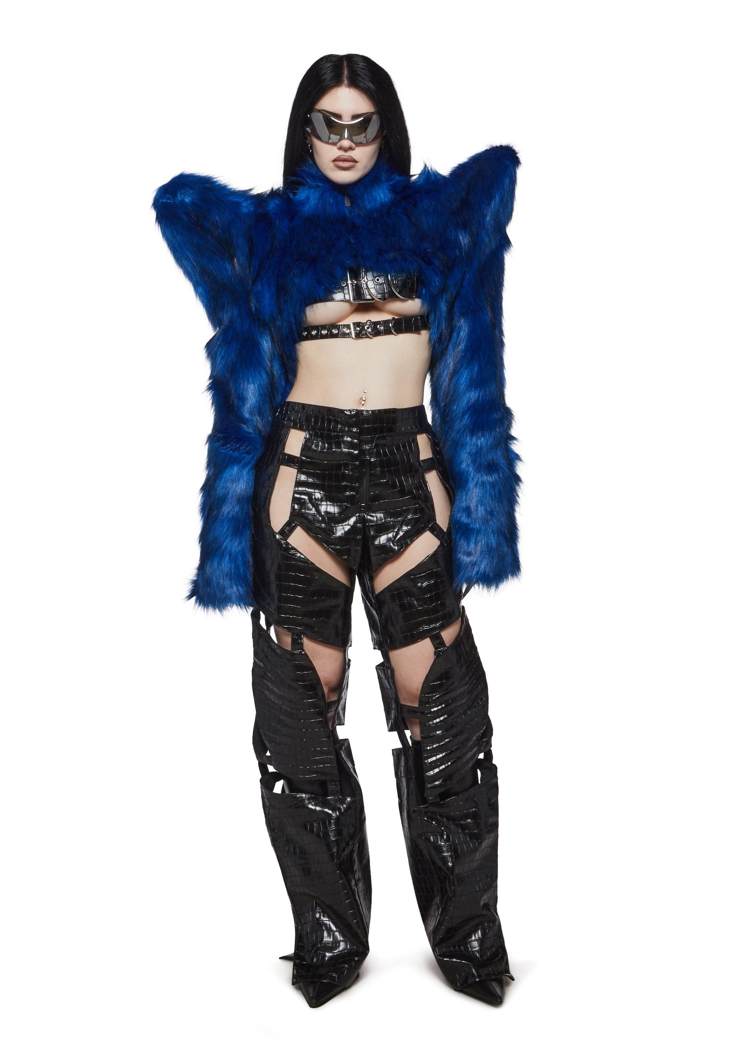 Doomsday Fur Bolero Jacket - Blue