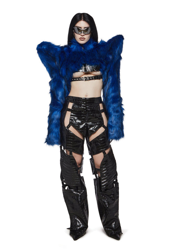 Doomsday Fur Bolero Jacket - Blue
